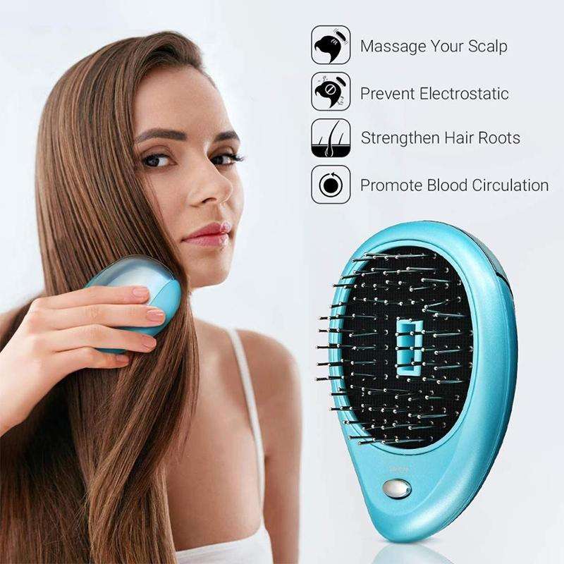 Portable Electric Hair Ionic Brush Hair Straightener Brush Negative Ion Comb Anti-static Massage ...