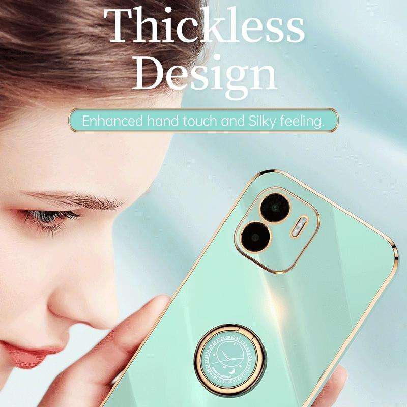 For Xiaomi Redmi A1 4G XINLI Straight Edge 6D Electroplate TPU Phone Case with Ring Holder(Cherry...