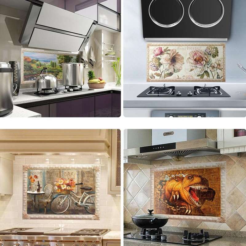 Self-Adhesive Heat-Resistant Oil-Proof Stickers Household Kitchen Stove Tile Wall Stickers, Speci...