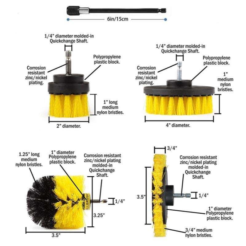 8 In 1 Electric Drill Crevice Cleaning Brush Car Wash Tool Set, Size: A Model(Yellow)