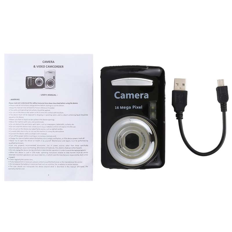 1280x720P HD 4X Digital Zoom 16.0 MP Digital Video Camera Recorder with 2.4 inch TFT Screen(Black)