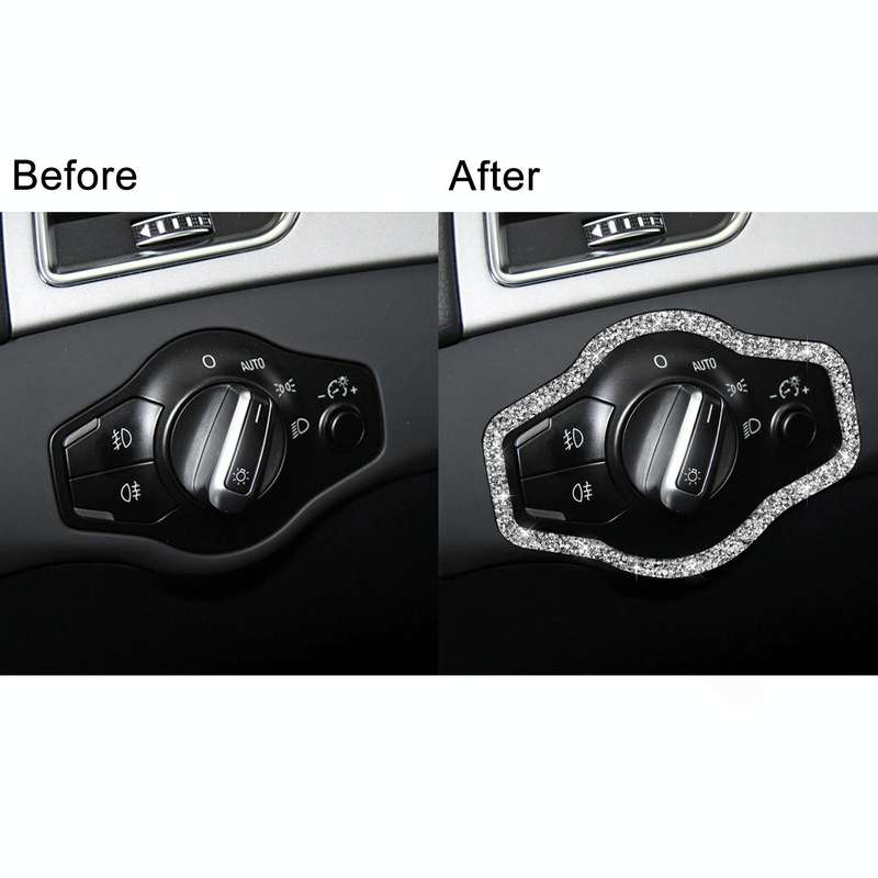 For Audi A4 / A5 / Q5 Car Headlight Switch Frame Diamond Decoration Sticker, Left and Right Drive