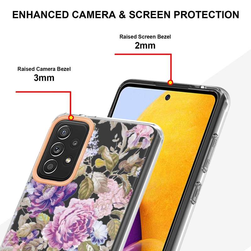 For Samsung Galaxy A72 5G / 4G Flowers and Plants Series IMD TPU Phone Case(Purple Peony)