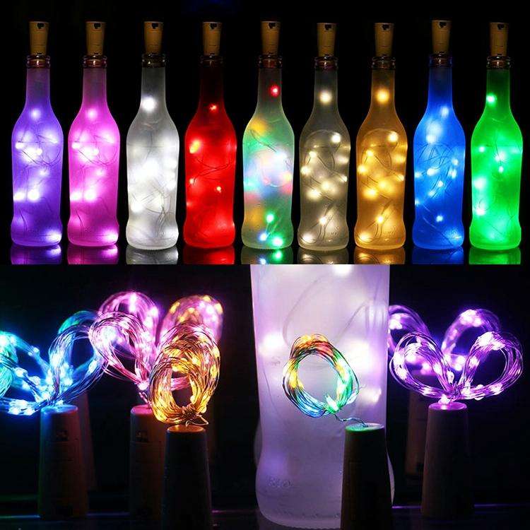 10 PCS LED Wine Bottle Cork Copper Wire String Light IP44 Waterproof Holiday Decoration Lamp, Sty...