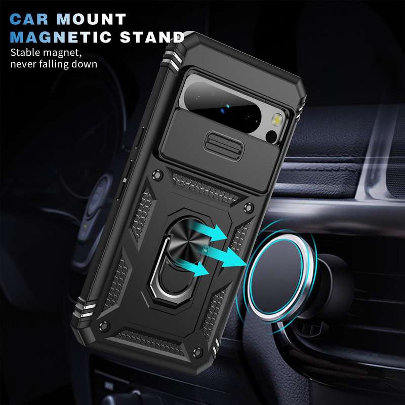 For Google Pixel 8 Pro Sliding Camshield TPU + PC Phone Case with Holder(Black)