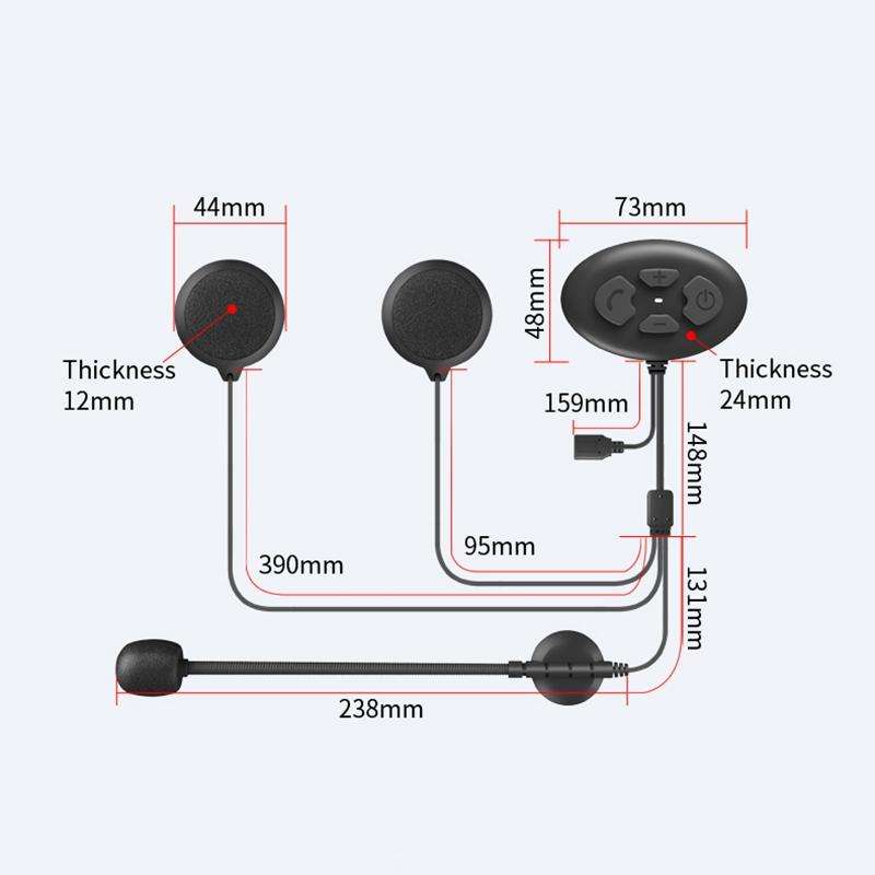 Dier DK12 800m Helmet Wireless Bluetooth Headset 5.0 Waterproof Double Motorcycle Call Headset Wi...