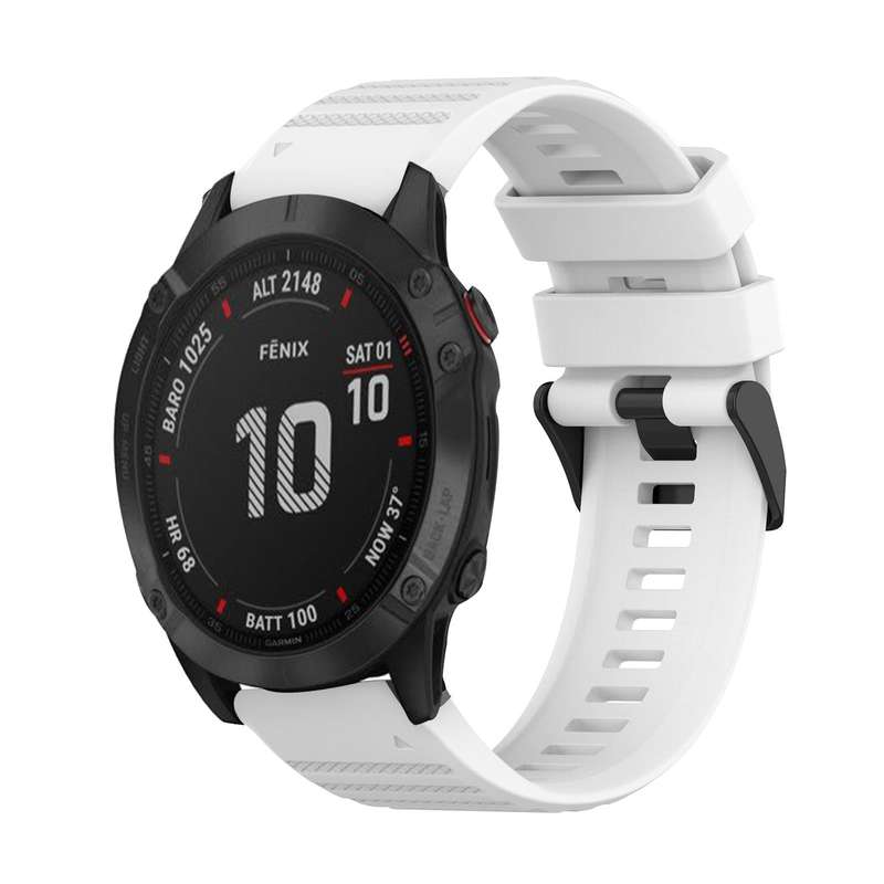 For Garmin Fenix 6 Sapphire GPS 22mm Horizontal Texture Silicone Watch Band with Removal Tool(White)