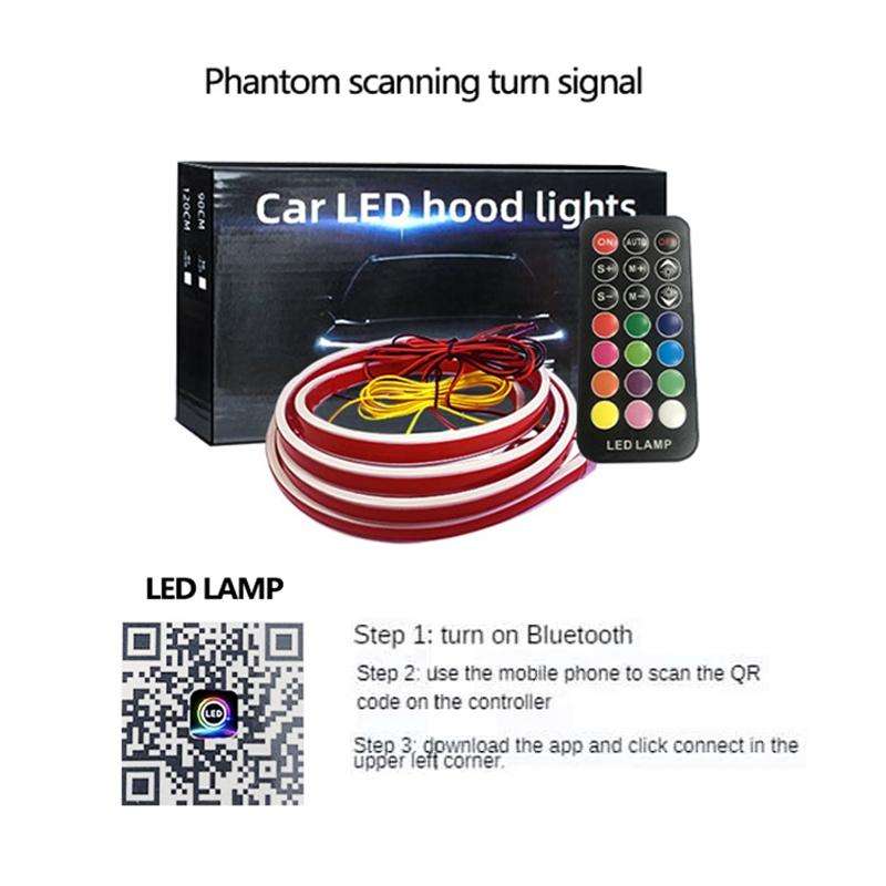 Car Startup Scan Through Hood LED Daytime Running Atmosphere Light, APP Control, Length:1.5m(Symp...