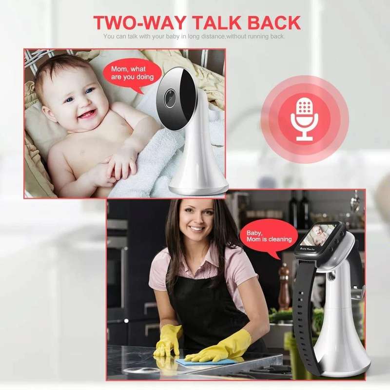 VB606 Smart Watch Style Baby Monitor Portable 2.4Ghz Wireless Video Baby Cry Alarm Mic Camera(EU ...