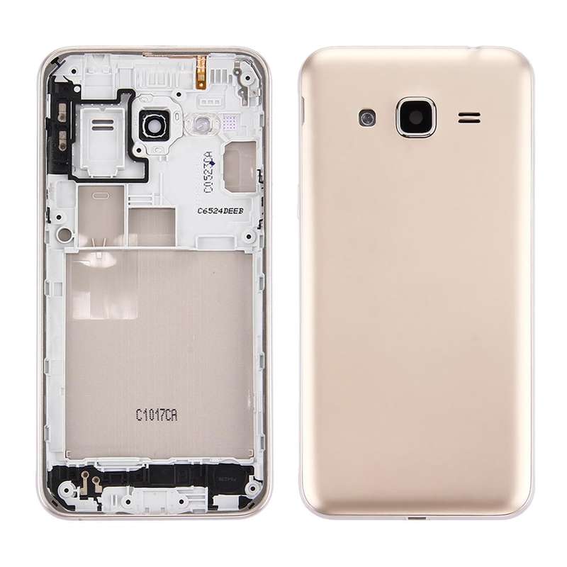 For Galaxy J3 (2016) / J320 (Double card version) Battery Back Cover + Middle Frame Bezel (Gold)