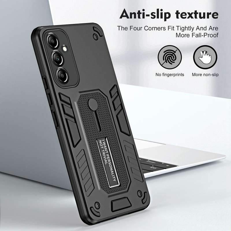 For Samsung Galaxy A24 4G Variety Brave Armor Finger Loop Holder Phone Case(Black)