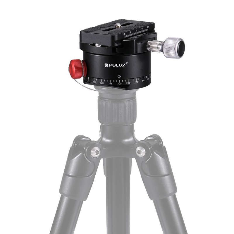 PULUZ Aluminum Alloy Panoramic Indexing Rotator Ball Head with Quick Release Plate for Camera Tri...
