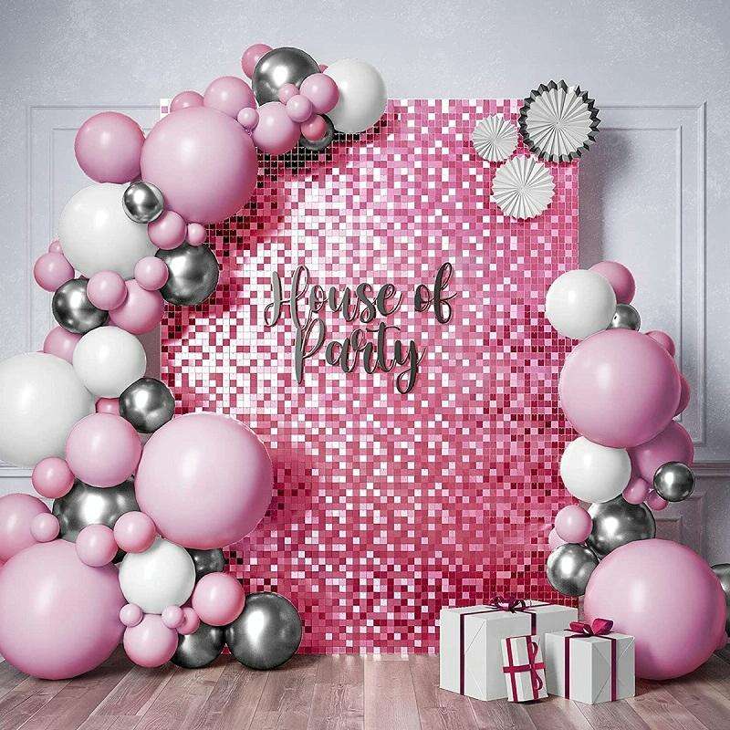 2 PCS 1x2M Square Rain Silk Door Curtain Birthday Party Background Wall Decoration(Silver)