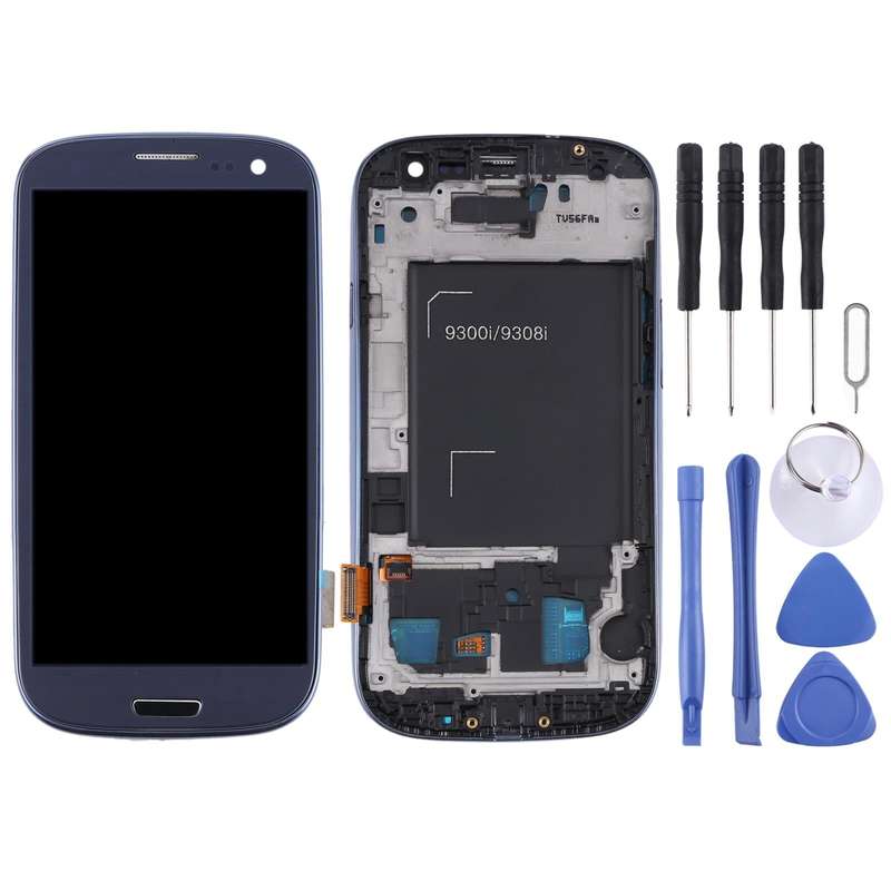 Original Super AMOLED LCD Screen for Samsung Galaxy SIII / i9300 Digitizer Full Assembly with Fra...