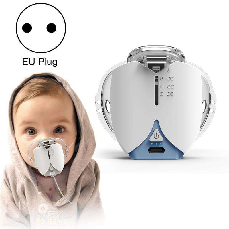 Hands-free Wearable Micro-mesh Nebulizer for Adults and Children ,Style: With EU Plug(Blue White)