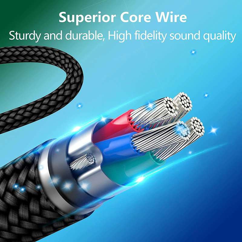For SteelSeries Arctis 3 5 7 Pro Nylon Weaving Game Headset Cable(Black)