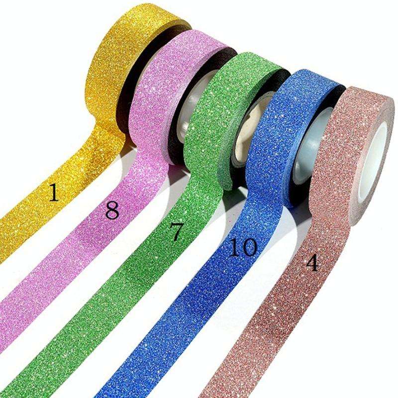 Flash Washi Sticky Paper Tape Label DIY Decorative Tape, Length: 10m(Silver)