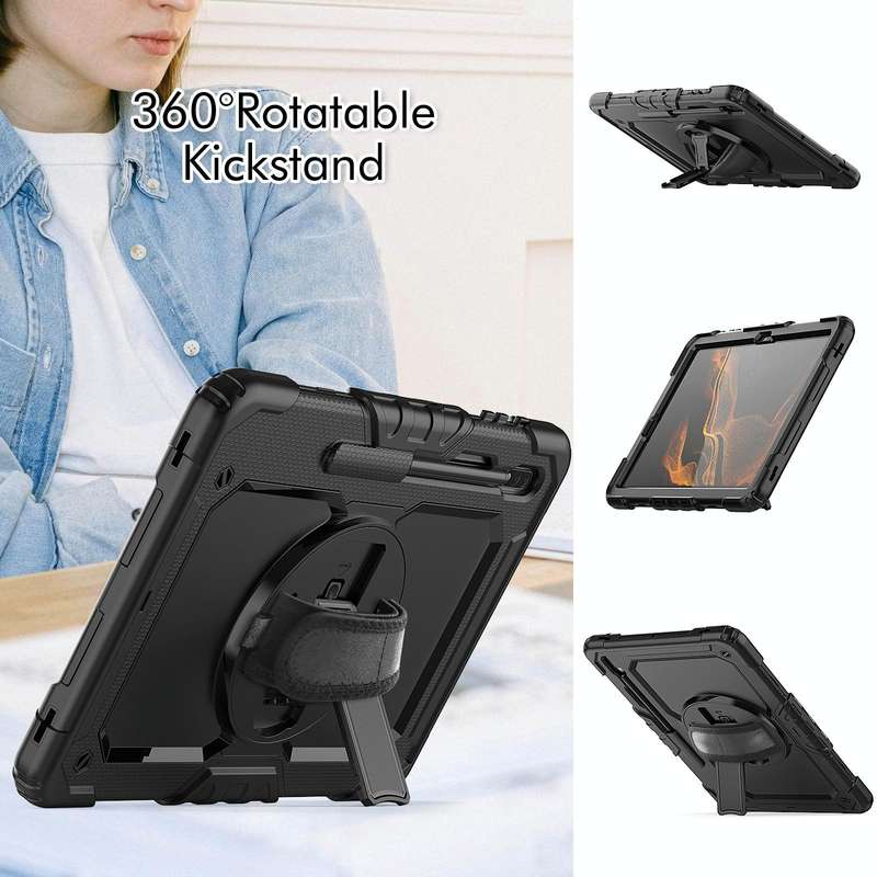 For Samsung Galaxy Tab S8+ 12.4 inch SM-X800 Silicone + PC Tablet Case(Black)