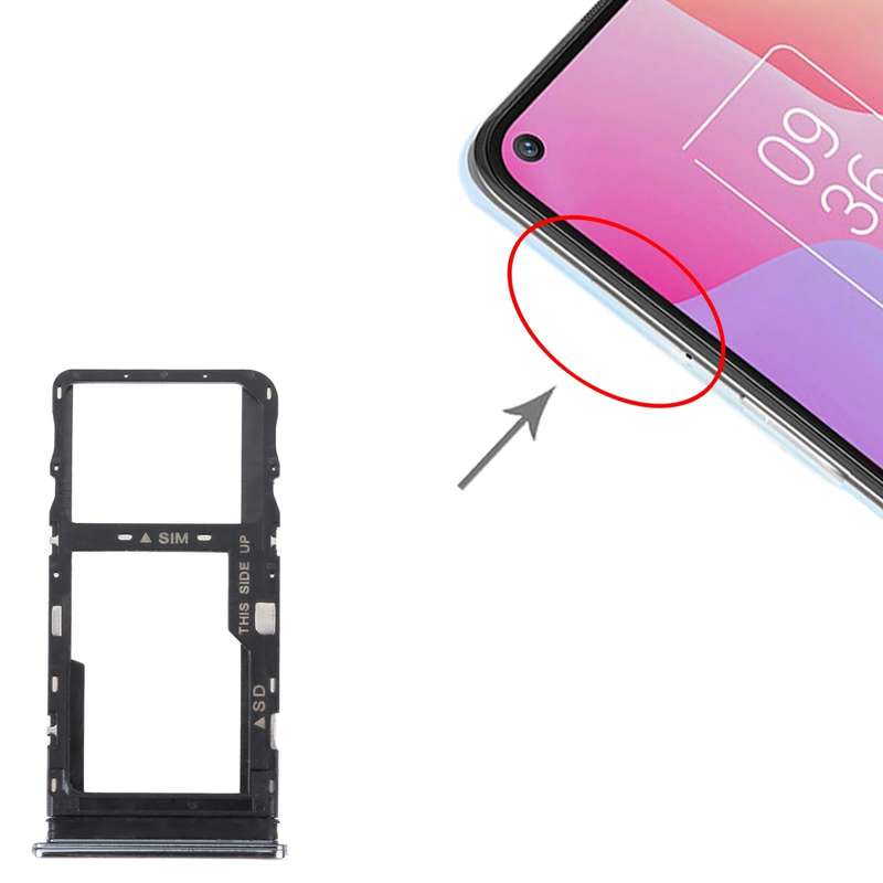 Original SIM Card Tray + Micro SD Card Tray for TCL 10L/10 Lite T770H T770B(Silver)