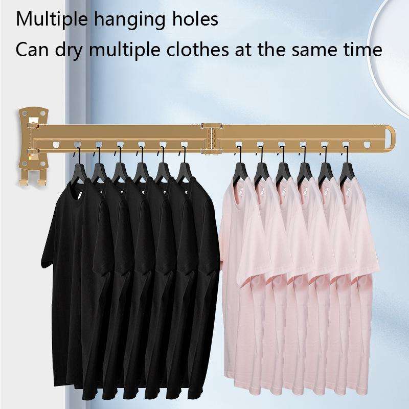 Clothes Rack Folding Telescopic Balcony Drying Rack Indoor Household Wall-Mounted Clothes Rail, C...
