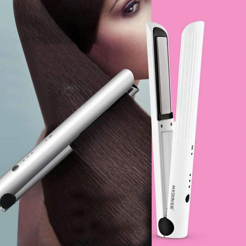 K-SKIN Portable Rechargeable Hair Straightener Curler Cordless Adjustable Temperature Fast Heat C...