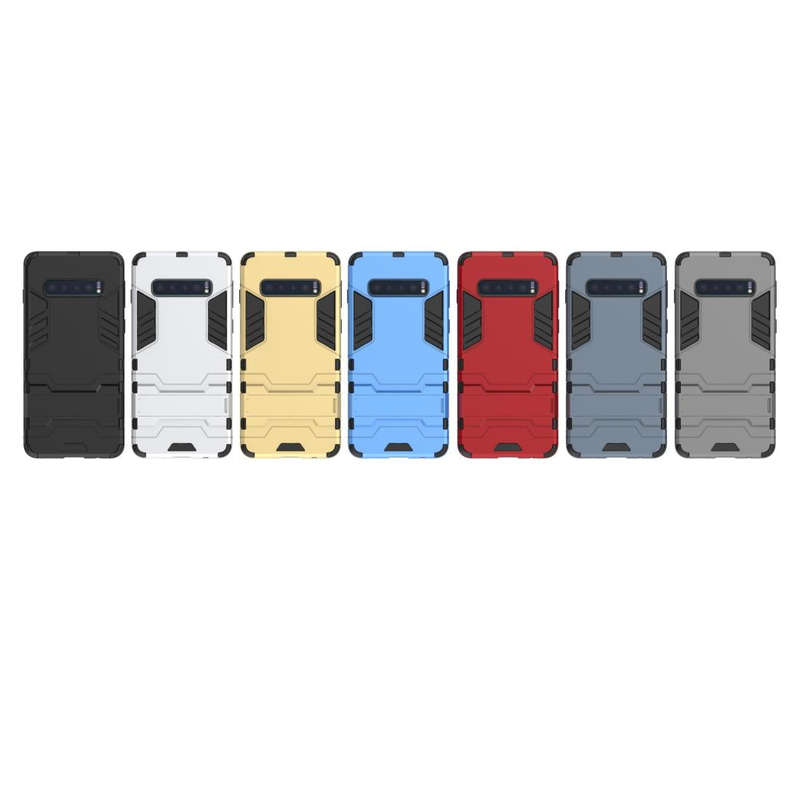 Shockproof PC + TPU Case for Galaxy S10, with Holder (Black)