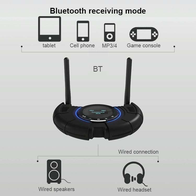 TX800 Optical Fiber Bluetooth 5.0 Transmitter Receiver Audio Adapter with Dual Antennas & OLED Di...