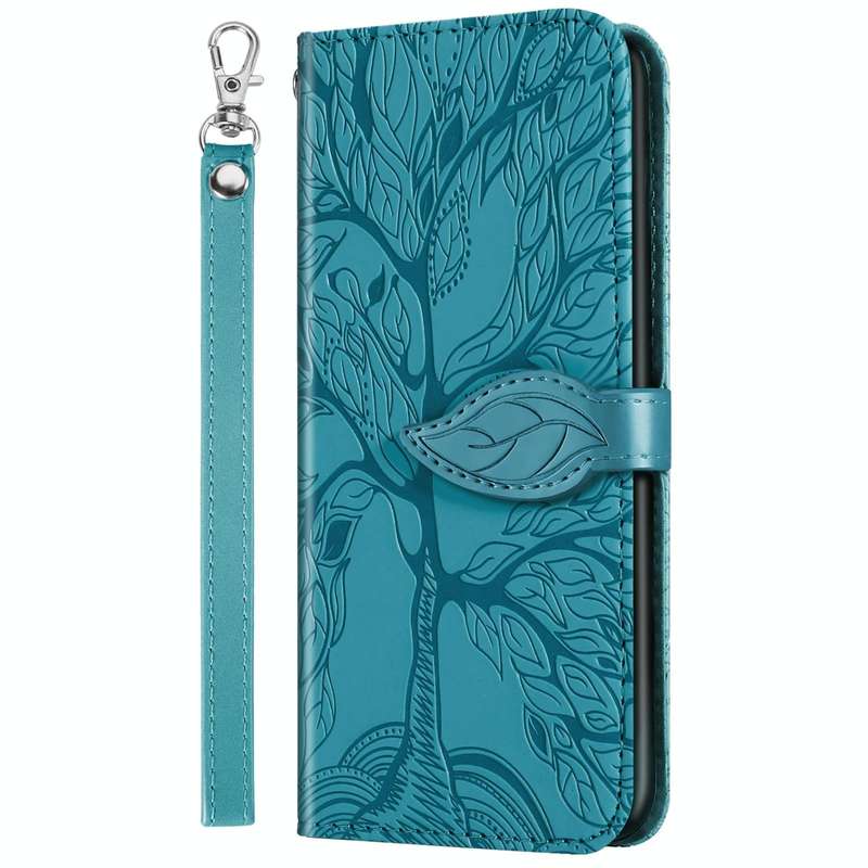 For Samsung Galaxy A33 5G Life of Tree Embossing Leather Phone Case(Blue)