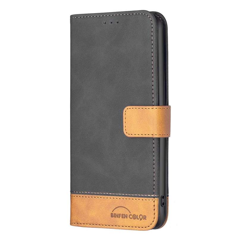 For Xiaomi Redmi 10C BF11 Color Matching Skin Feel Leather Phone Case(Black)