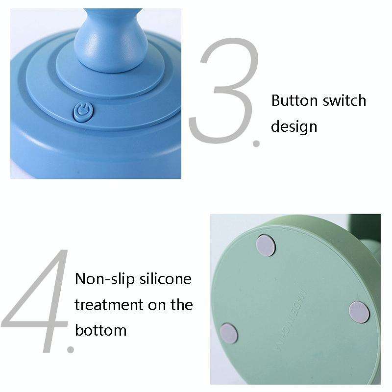 Retro Charging Table Lamp Bedroom Bed LED Eye Protection Light(LD05 Lotus Gray Blue)