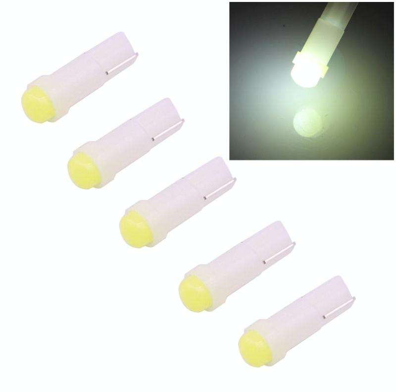 5 PCS T5 0.5W 20LM White Light 1 LED COB LED Instrument Light Bulb Dashboard Light for Vehicles, ...