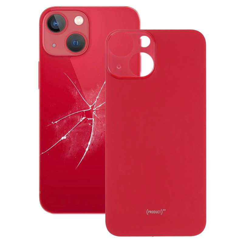 Easy Replacement Big Camera Hole Glass Back Battery Cover for iPhone 13 mini(Red)