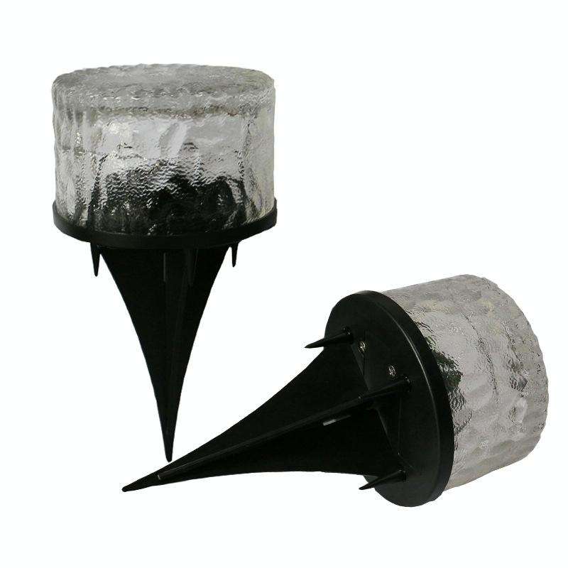 Outdoor Solar Buried Lamp Round Glass Floor Street Light Garden Ice Brick Waterproof Lamp(Warm Li...