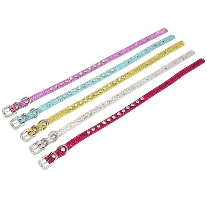 1.5 x 30cm Glitter Diamond Cat Neck Collar Decorative Supplies, Color: No Diamond Pink
