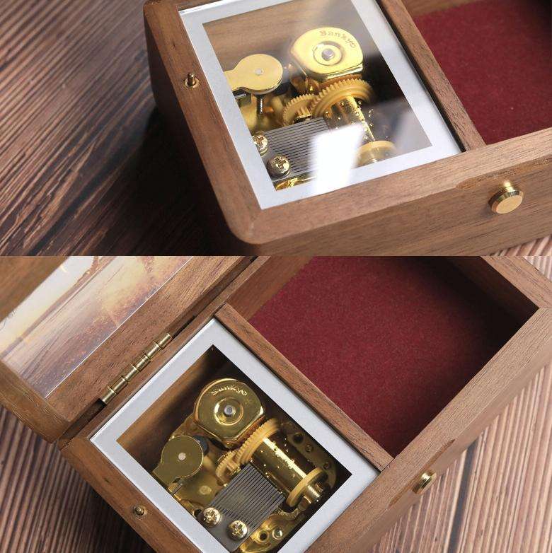 Wooden Jewelry Storage Music Box with Photo Frame Function, Spec: Walnut