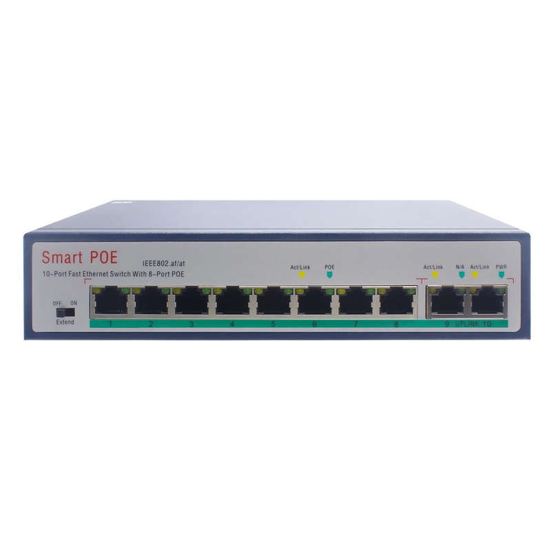 ESCAM POE 8+2 10-Port Fast Ethernet Switch 8-Port POE 10/100M 120W Network Switch, Transmission D...