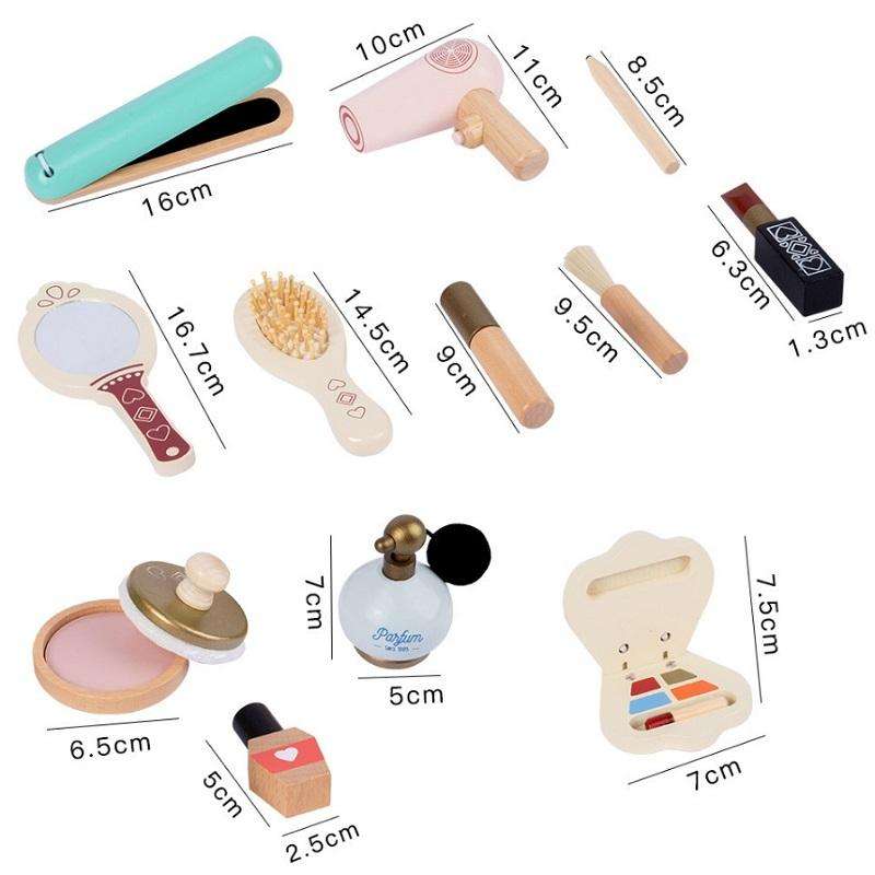 Children Make-Up Wooden Toys Pretend Play Cosmetic Set(Princess Girl Makeup)