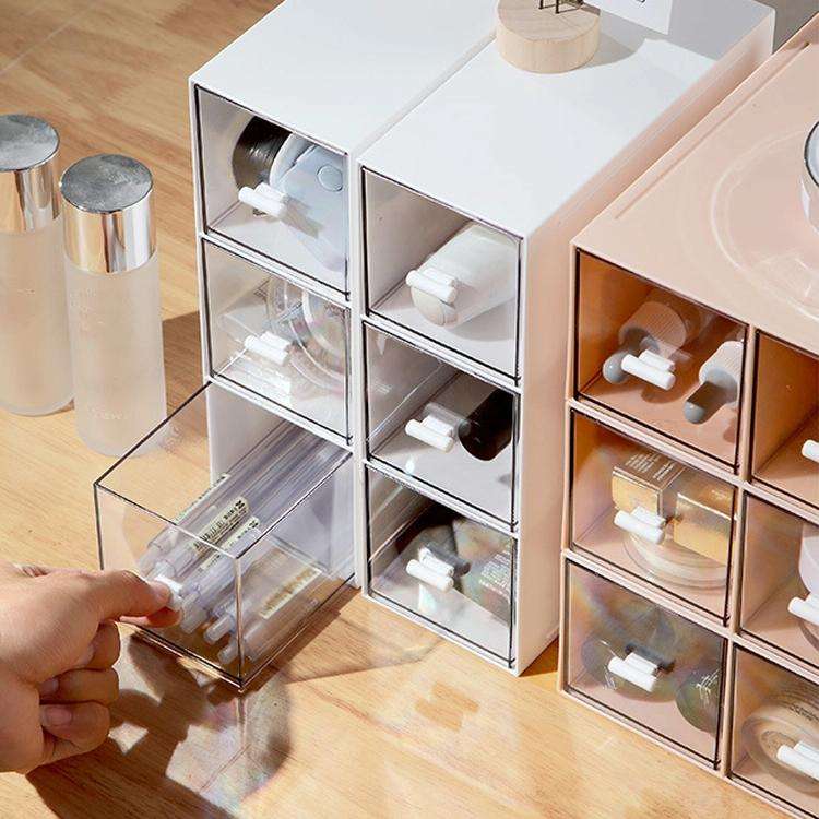 Desktop Drawer Storage Box Cosmetics Office Student Stationery Pen Dormitory Three Grid Desk Rack...