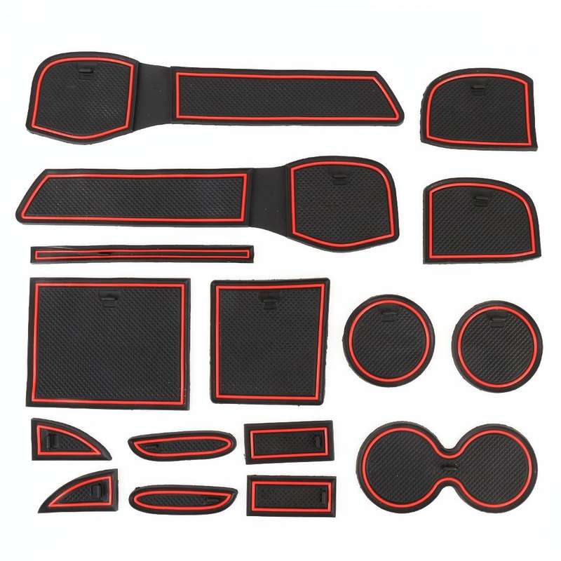 Car Water Cup Gate Slot Mats Plastic Red Anti-Slip Interior Door Pad for Nissan X-trail 2017 Five...