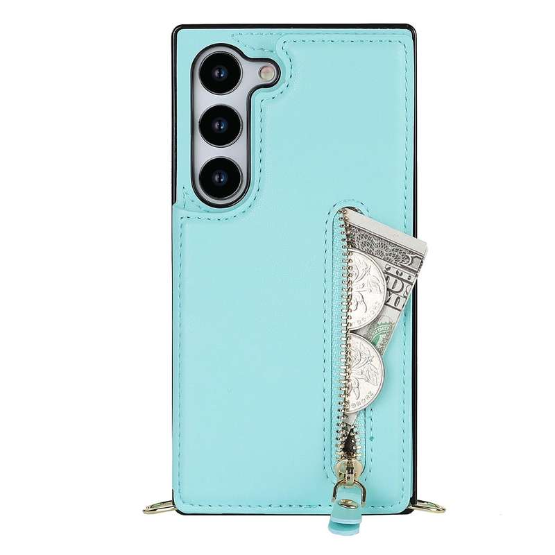 For Samsung Galaxy S23 5G Cross-body Zipper Square Phone Case(Green)