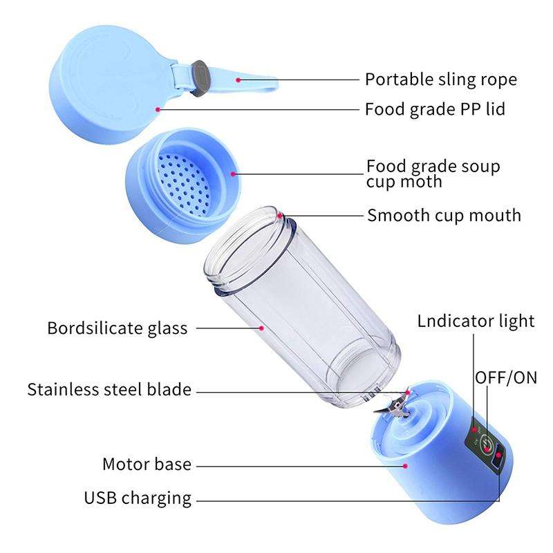 USB Rechargeable Electric Automatic Vegetable Fruit Citrus Orange Juice Maker Cup Mixer Bottle (3...