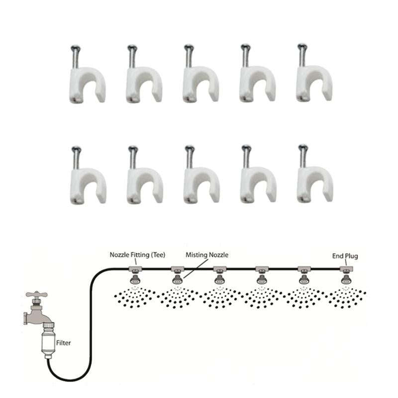 Outdoor Lawn Garden PE Hose Mist Watering Line Misting Cooling System with 16 x Mist Nozzles, Len...