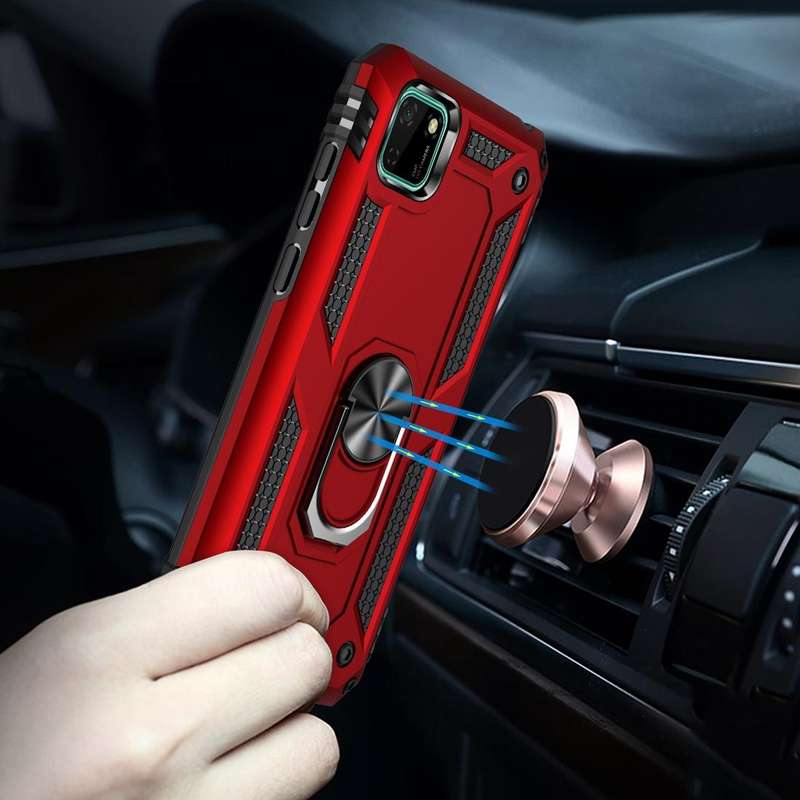 For Huawei Y5p Shockproof TPU + PC Protective Case with 360 Degree Rotating Holder(Black)
