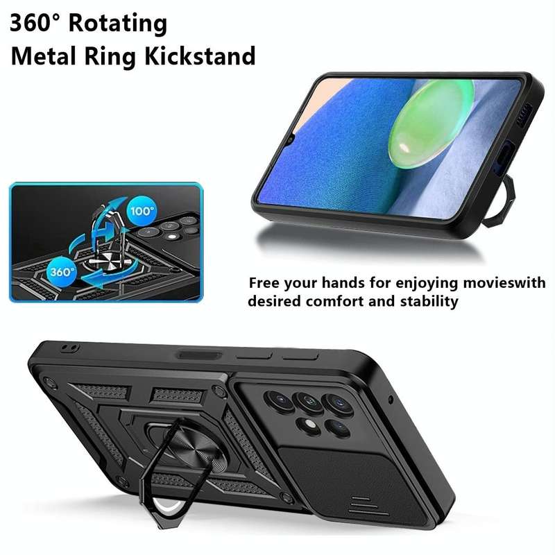 For Samsung Galaxy A13 4G Sliding Camera Cover TPU+PC Phone Case(Black)