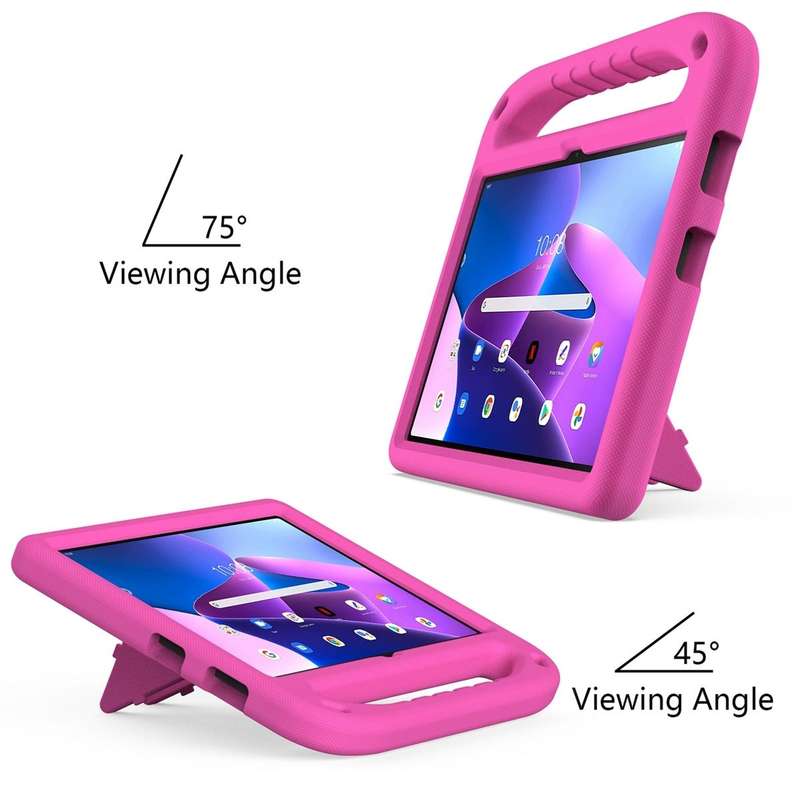 For Lenovo Tab M10 3rd Gen Handle EVA Shockproof Tablet Case with Holder(Rose Red)