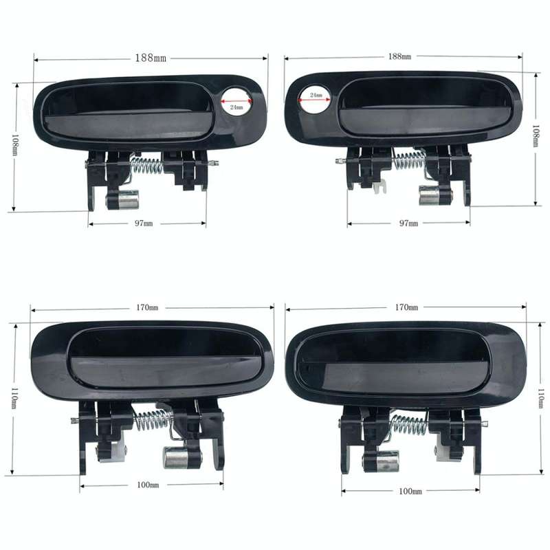 4 PCS Car Door Outside Handle 6922/10-02030+6924/30-02040 for Toyota Corollaa 1998-2002