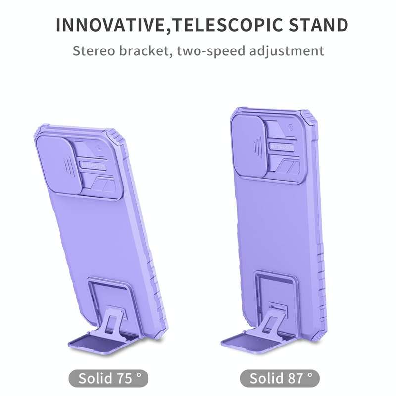 For vivo Y15s / Y15a Stereoscopic Holder Sliding Camshield Phone Case(Purple)