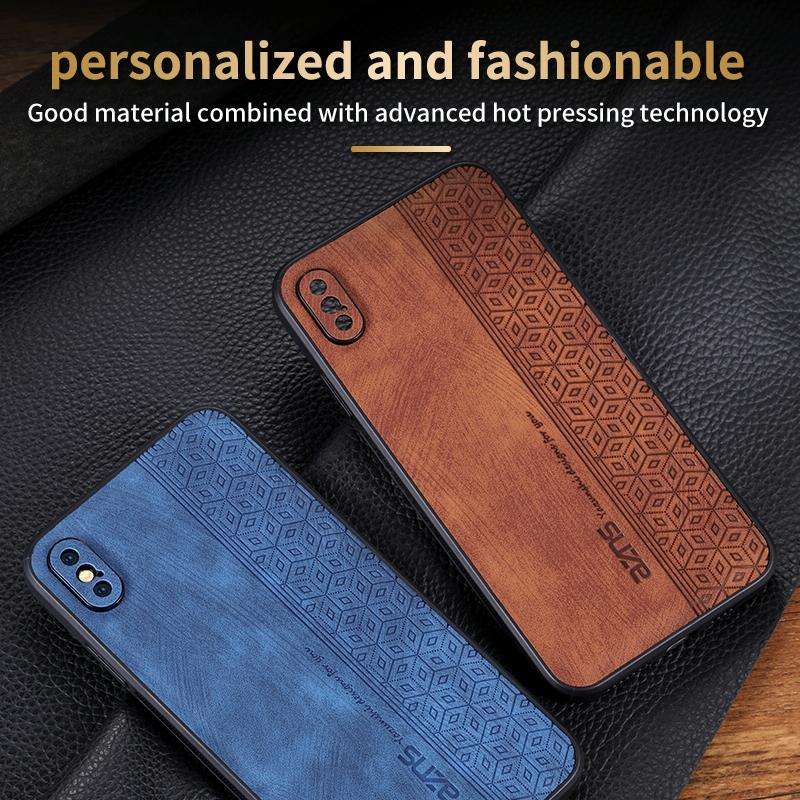 For iPhone X / XS AZNS 3D Embossed Skin Feel Phone Case(Brown)