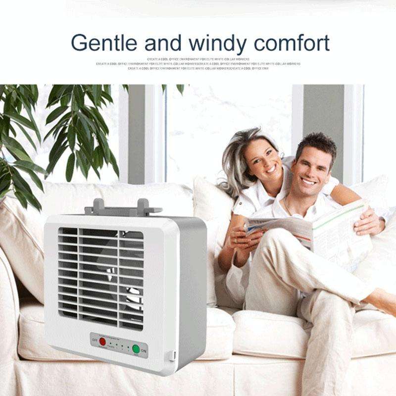 Portable Mini Silent Household Energy Saving Desktop Air Conditioner Fan Electric Air Cooler(White)