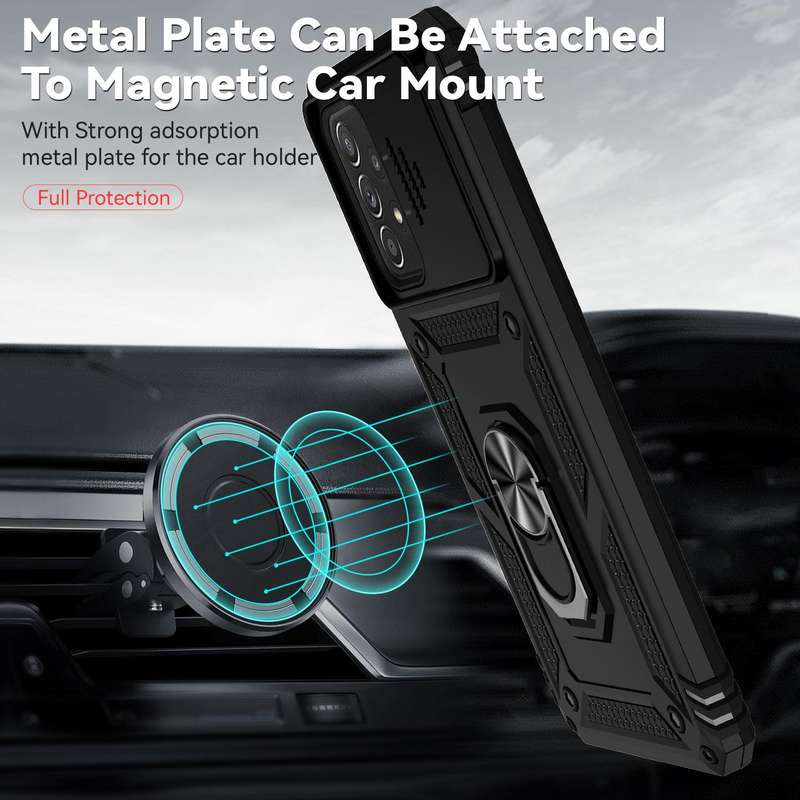 For Samsung Galaxy A73 5G Sliding Camshield Holder Phone Case(Black)